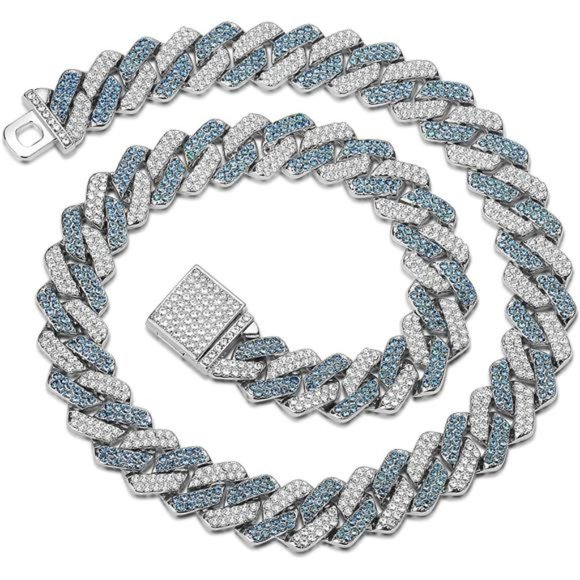 Cuban Link Chain Mens Iced Out Miami Cuban Necklace Bling Diamond Hip Hop - Picture 1 of 6